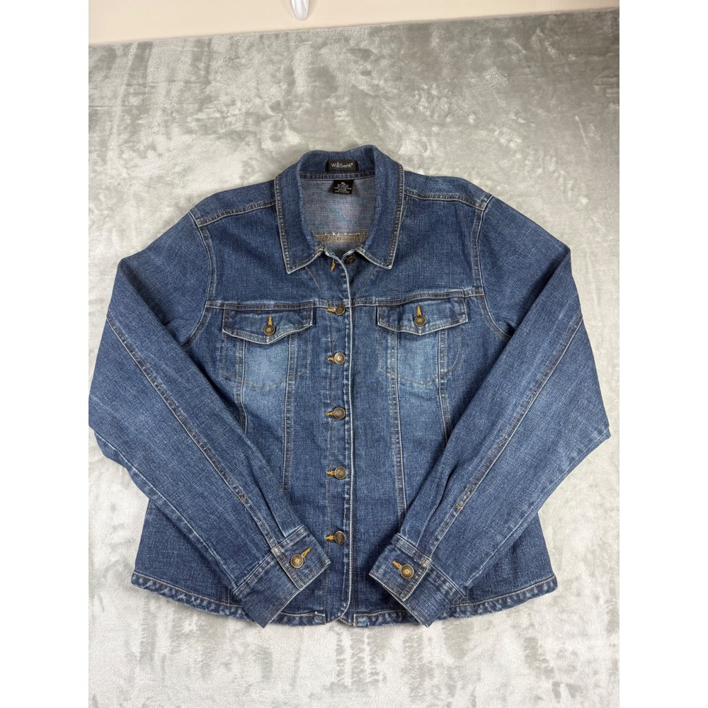 Willis Smith Womens XL Dark Wash Denim Jean Jacket Stretch Cotton Blend